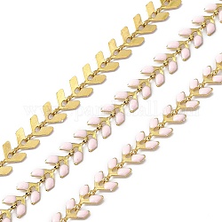 Vakuumbeschichtung 304 Cobs-Ketten aus Edelstahl, mit Emaille, gelötet, mit Spule, golden, rosa, 7x6x1 mm