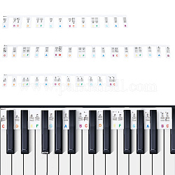Silicone Removable Piano Keyboard Note Guides, 88-Key Piano Rake Notes Marker, for Kids Beginners, Colorful, 350~494x40x2.5mm, 3pcs/set