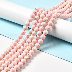 Synthetische türkis und Muschel Perlen Stränge montiert, gefärbt, Runde, rosa, 4 mm, Bohrung: 0.6 mm, ca. 92 Stk. / Strang, 15.55'' (39.5 cm)