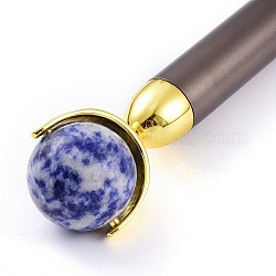 Natural Sodalite Massage Tool Skin Care, Facial Rollers, with Plastic Findings, Gray, 156x30~31x16~26mm