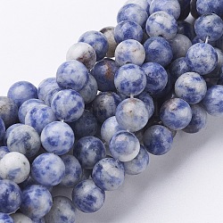Cuentas de piedras preciosas, jaspe azul natural, redondo, azul aciano, 8mm, agujero: 1 mm, aproximamente 46~48 pcs / cadena, 16 pulgada