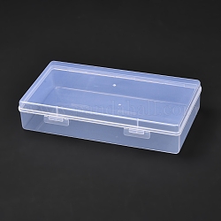 Rechteckige Polypropylen(pp)-Kunststoffboxen, Wulst Lagerbehälter, mit Klappdeckel, Transparent, 11x19x4 cm, Innendurchmesser: 8x18.5 cm