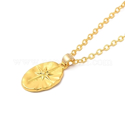 Collane del pendente in lega di zinco, ovale con stella, oro, 18.31 pollice (46.5 cm)