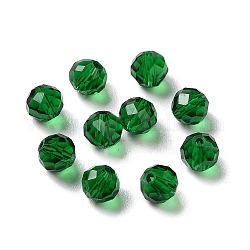 Glass Imitation Austrian Crystal Beads, Faceted, Round, Green, 6mm, Hole: 1mm
