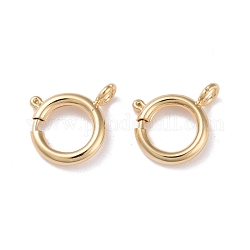 Eco-friendly Brass Spring Ring Clasps, Cadmium Free & Lead Free, Long-Lasting Plated, Real 24K Gold Plated, 11.4x13x2mm, Hole: 2.3mm, Inner Diameter: 7.5mm