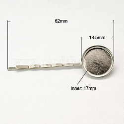 Accessori di forcina di ferro, con vassoi rotondi in ottone, platino, 62mm, vassoio: 18.5x17mm