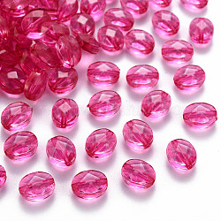 Abalorios de acrílico transparentes, oval, color de rosa caliente, 10x8x5.5mm, agujero: 1.5 mm, aproximamente 1550 unidades / 500 g