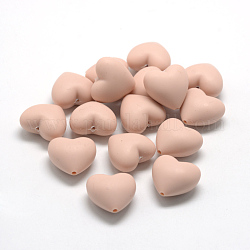 Пищевые экологически чистые силиконовые фокусные шарики, жевательные бусины для чайников, DIY уход за ожерельем, сердце, розовые, 19x20x12 мм, отверстие : 2 мм