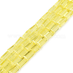 Fili di perline do vetro trasparente, rettangolo, giallo champagne, 4~5x2~3x2~3mm, Foro: 0.9 mm, circa 93~103pcs/filo, 17.32 pollice ~ 19.09 pollici (44~48.5 cm)