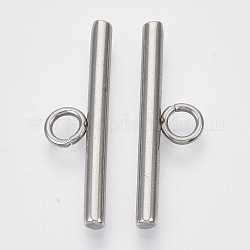 304 Stainless Steel Toggle Clasps Parts, Stainless Steel Color, Bar: 25x7x2.5mm, Hole: 3mm