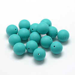 Perle di silicone ecologiche per uso alimentare, tondo, turchese scuro, 12mm, Foro: 2 mm