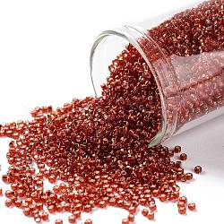 Toho perles de rocaille rondes, Perles de rocaille japonais, (25c) rubis doublé d'argent, 15/0, 1.5mm, Trou: 0.7mm, environ 3000 pcs/10 g