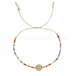 Medaglia di San Benedetto in ottone e braccialetto con perline di vetro intrecciate, Bracciale regolabile, colorato, nessuna dimensione