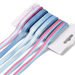 18 Yard 6 Stile Polyesterband, für DIY Handarbeit, Haarschleifen und Geschenkdekoration, hellblaue Farbpalette, Wasser, 3/8~1/2 Zoll (9~12 mm), ca. 3 Meter/Stil