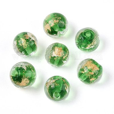 Бусины ручной работы золотой фольги стекла LAMP-C004-03I-1