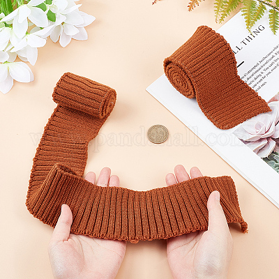 95% Cotton & 5% Elastic Fiber Ribbing Fabric for Cuffs, Waistbands Neckline  Collar Trim, Knitted Hem, Thickened Quilting Cloth, Saddle Brown