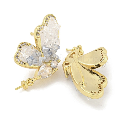 Серьга-пусет из латуни с эмалью и фианитами KK-Q820-07G-1