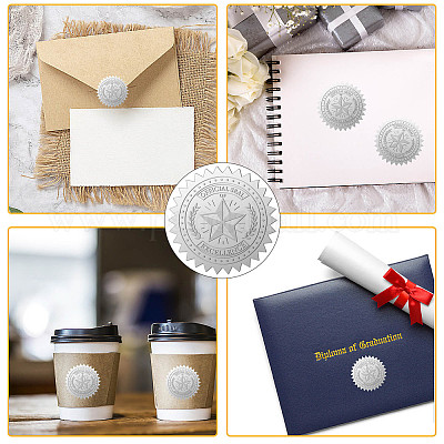 Круглые наклейки с тиснением из серебряной фольги DIY-WH0503-005-1