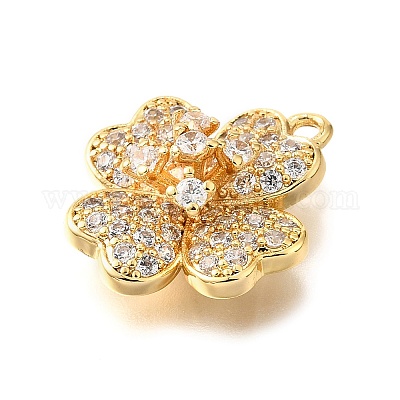 Латунные микропаве прозрачные подвески с фианитом KK-U065-02C-G-1