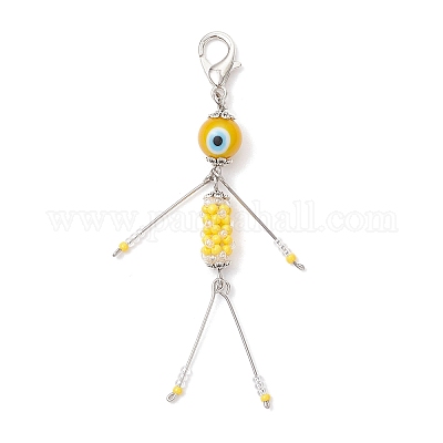 Подвесные украшения ручной работы из лэмпворка и стеклянных бусин HJEW-MZ00393-01-1