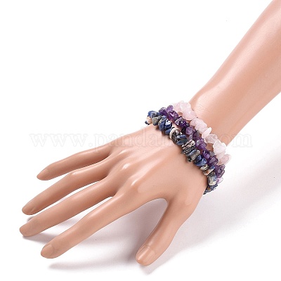 Стрейч браслеты из натуральных смешанных камней чипсы BJEW-JB05642-1