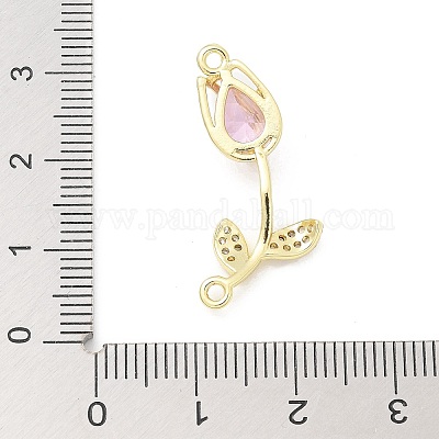 Подвески-коннекторы из латуни с жемчужно-розовым и прозрачным кубическим цирконием KK-G520-01G-1