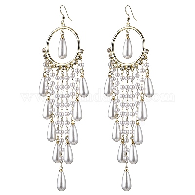 Серьги-люстры из сплава хрусталя и страз EJEW-G439-02G-1
