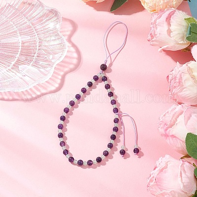 Мобильные ремешки из натурального аметиста HJEW-JM03418-02-1