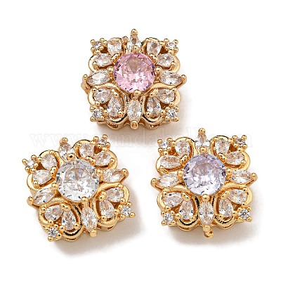 Латунные микро проложить кубического циркония бусы KK-U037-03G-01-1