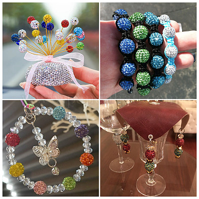 100 шт. 5 вида бусин из полимерной глины со стразами RB-TA0001-24-1