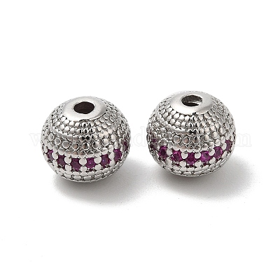 Латунные микро проложить кубического циркония бусы KK-B074-75A-P-1