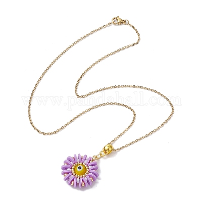 Стеклянные бусины и полимерная глина и ожерелья с подвесками в стиле лэмпворк от сглаза NJEW-MZ00101-04-1