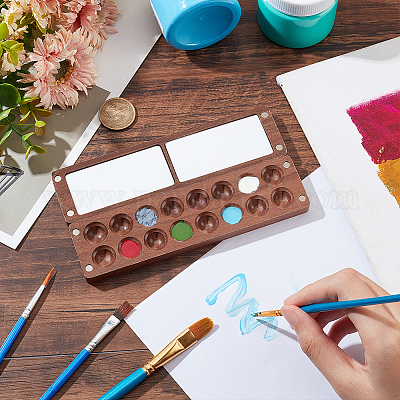 Деревянный и акриловый магнитный ящик для краски с откидной крышкой AJEW-WH0314-166B-1