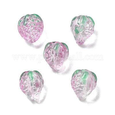 Прозрачные стеклянные эмалевые бусины клубника LAMP-V001-05A-1