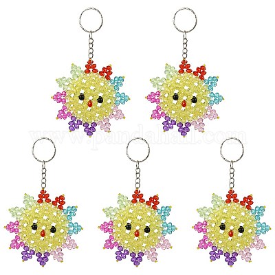 Брелок с подвеской из пластиковых бусин HJEW-CJC0009-01P-1