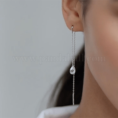 Комплекты ожерелий и сережек из стерлингового серебра S925 с прозрачными кубическими цирконами в форме капли ZZ8208-3-1