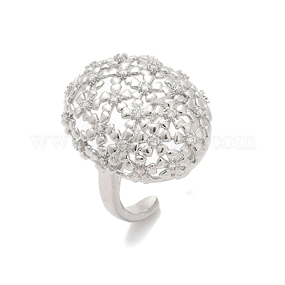 Регулируемые манжеты-кольца из латуни с микропаве из кубического циркония для женщин RJEW-C129-07P-1