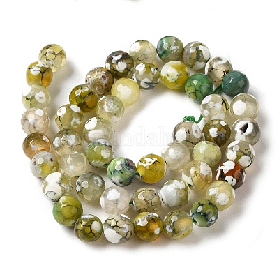 Нити окрашенных и нагретых натуральных агатовых бус с огненным кракелюром G-P539-B01-22-1