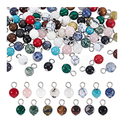 90шт 15 цвета подвески из натуральных и синтетических драгоценных камней PALLOY-PH01835-1