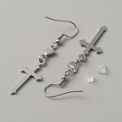 Сердце из сплава с серьгами в виде креста на хэллоуин EJEW-WH0018-27I-1