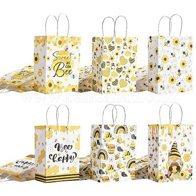 12 шт. 6-х цветные прямоугольные бумажные пакеты с пчелиной тематикой CARB-FS0001-08-1