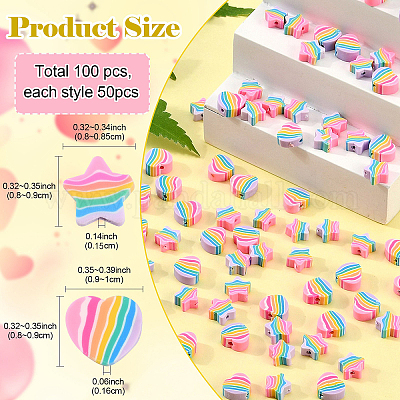 100шт 2 стиля ручной работы бусины из полимерной глины CLAY-YW0001-97-1