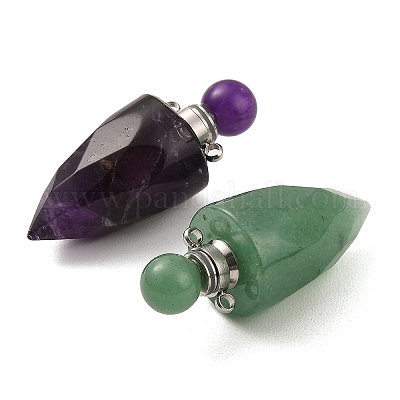 Подвески в виде открывающихся флаконов духов из натурального смешанного камня G-F754-02P-1