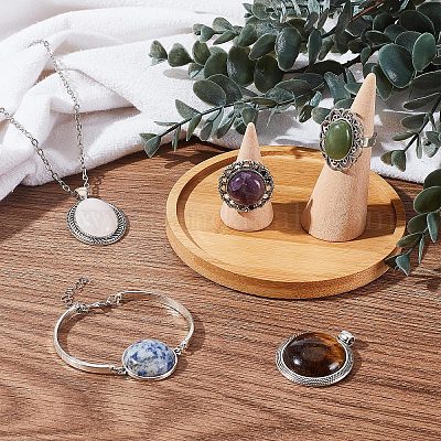 SUNNYCLUE 12pcs DIY Stone Jewelry Cabochon Settings Stone Cabochons Ring Necklaces Bracelet Blanks Healing Chakra Reiki Quartz Energy Gemstone for