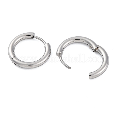 Серьги-кольца Huggie Hoop из нержавеющей стали 202 EJEW-O087-06F-P-01-1