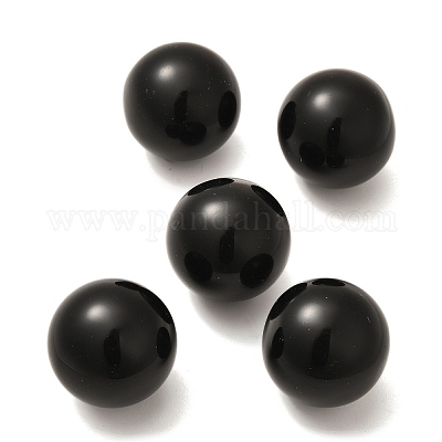 Натуральные черные обсидиановые бусины-сферы G-I359-03-1