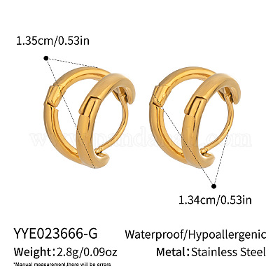 Двухслойные серьги-кольца из нержавеющей стали в форме буквы С FC1759-1-1