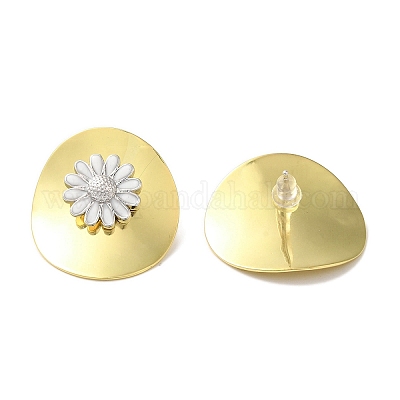 Серьги-гвоздики из латуни с эмалью и покрытием стойки EJEW-B062-05C-GP-1