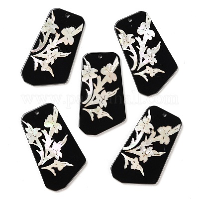 Непрозрачные акриловые подвески с цветочным узором BACR-D001-01K-1