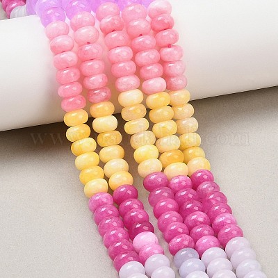 Нити градиентных бусин из натурального белого нефрита G-NH0006-A09-01-1